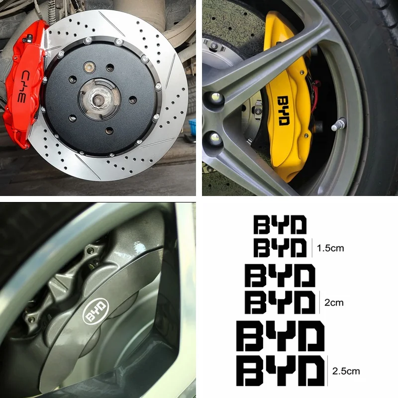 6 Pcs/Set Reflective Hi Temp Car Brake Caliper Decal Sticker For BYD Shark 6 KING HAN ATTO 3 2 1 Sealion 7 6 5 8 Seal U Ti7 XIA