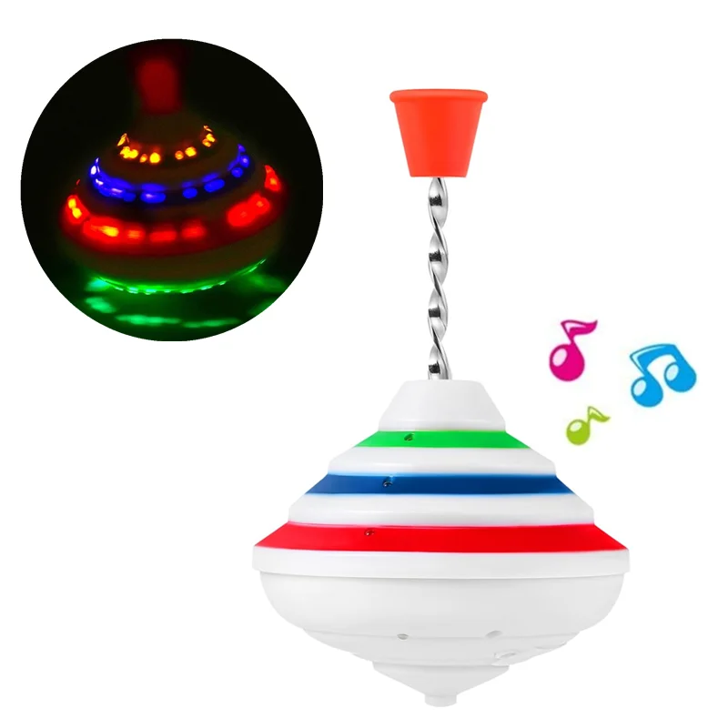 Spinning Top Toy with LED Light up and Music Peg-top Hand Spinner Gyro Flash Toy Birthday Halloween Christmas Gift for Kids