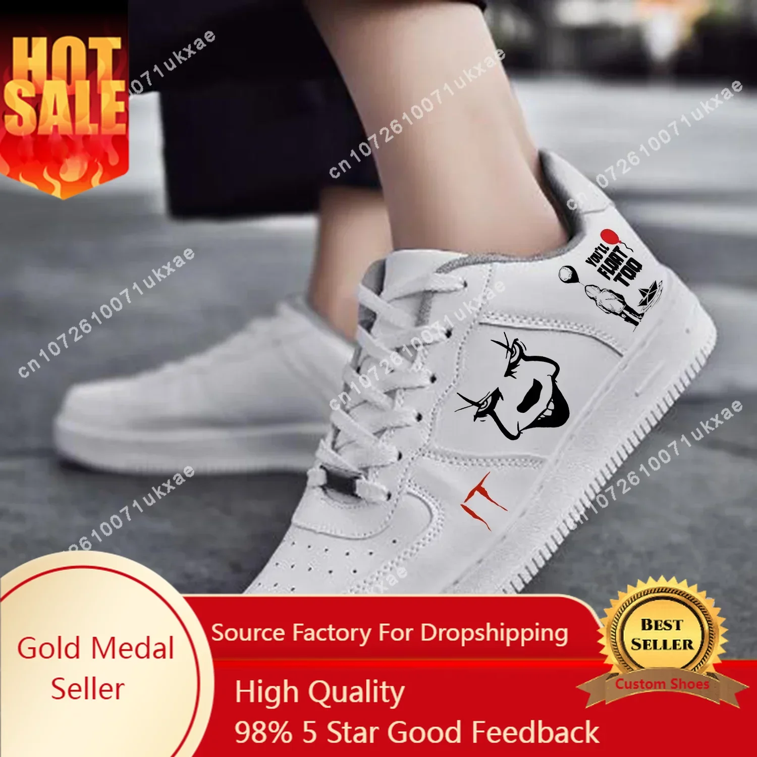 

It Movie Pennywise dancing clown AF Basketball Mens Womens Sports High Quality Flats Force Sneakers Lace Up Mesh Custom Shoe