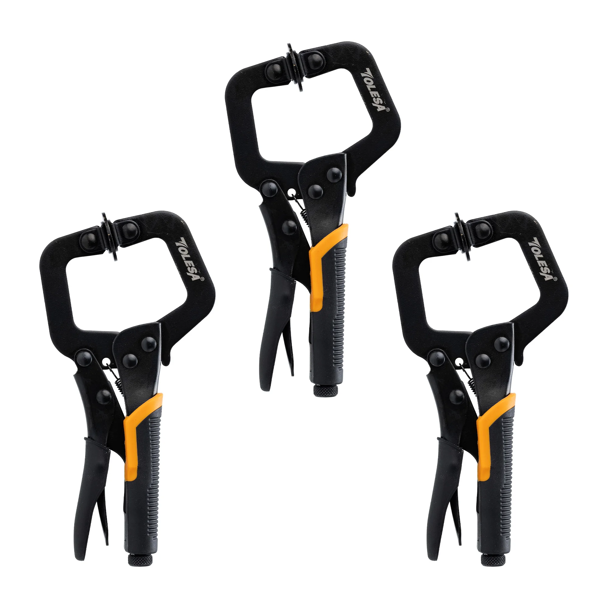 TOLESA 3-teiliges 6-Zoll-Spannwerkzeug-Set, Taschenlochspanner für Holzarbeiten, C-Klemmen mit verstellbaren Drehplatten zum Schweißen und Positionieren
