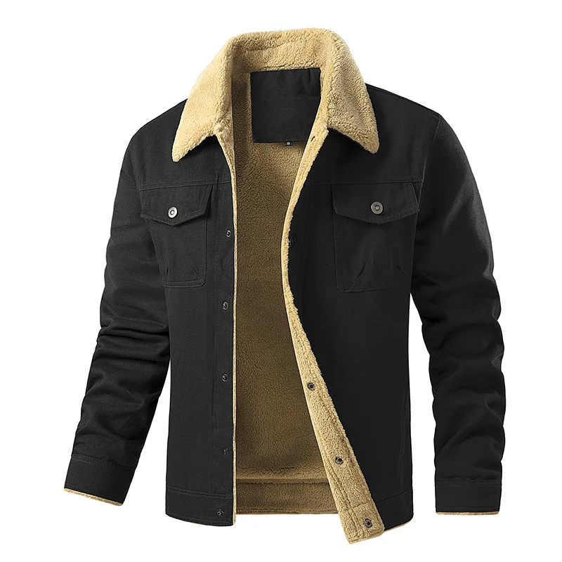 

Autumn Winter Multi-Pocket European and American Style - Men's Warm Fleece-Lined Parka Cotton Coat Oute