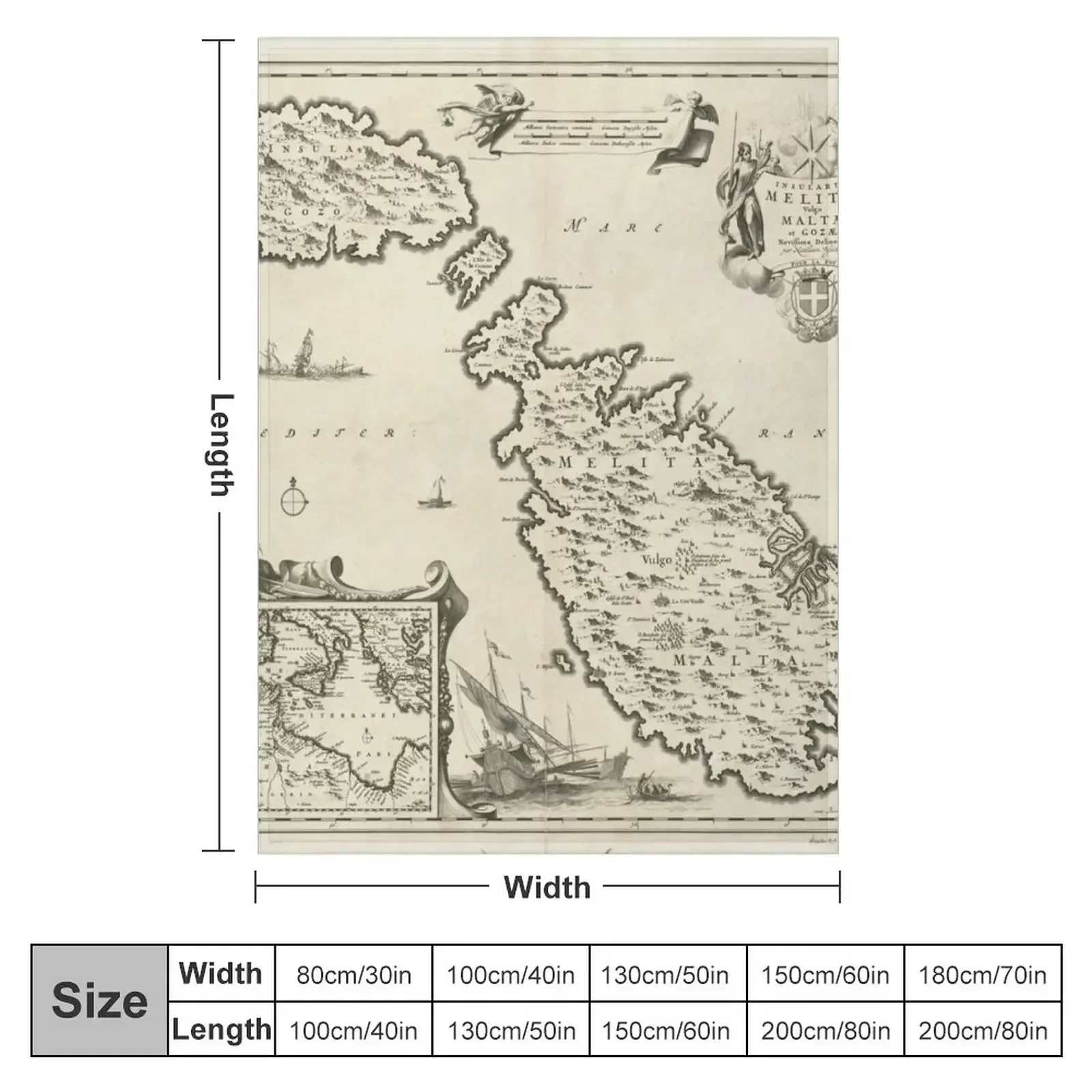 Vintage Malta Map (1698) Throw Blanket Soft Beds Decorative Throw Picnic Comforter Soft Plush Plaid Thermals For Travel Blankets