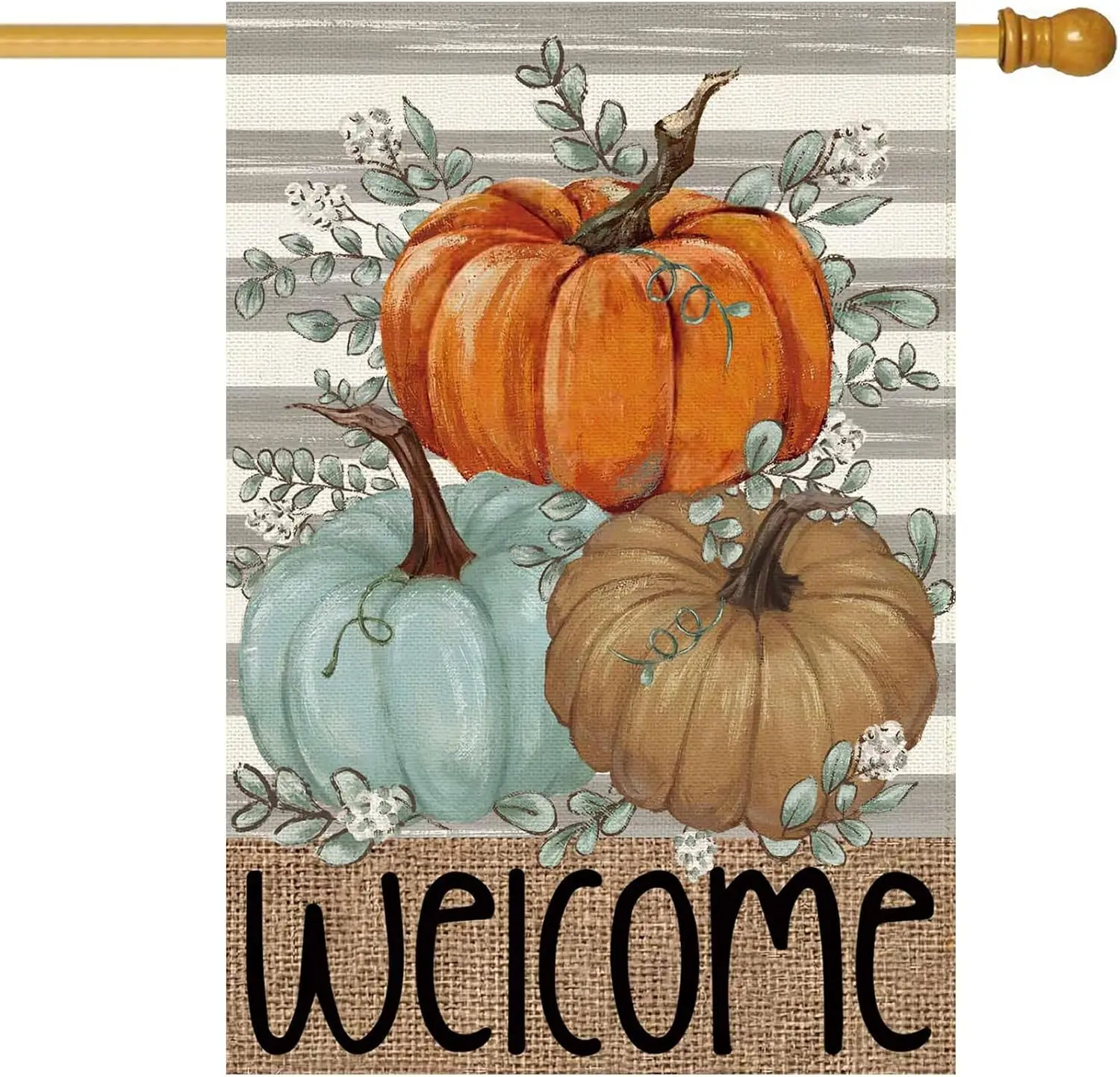 Baccessor Fall Pumpkins House Flag 28x40 Inch Double Sided Autumn Thanksgiving Large Garden Yard Flag Burlap Seasonal Welcom UUN