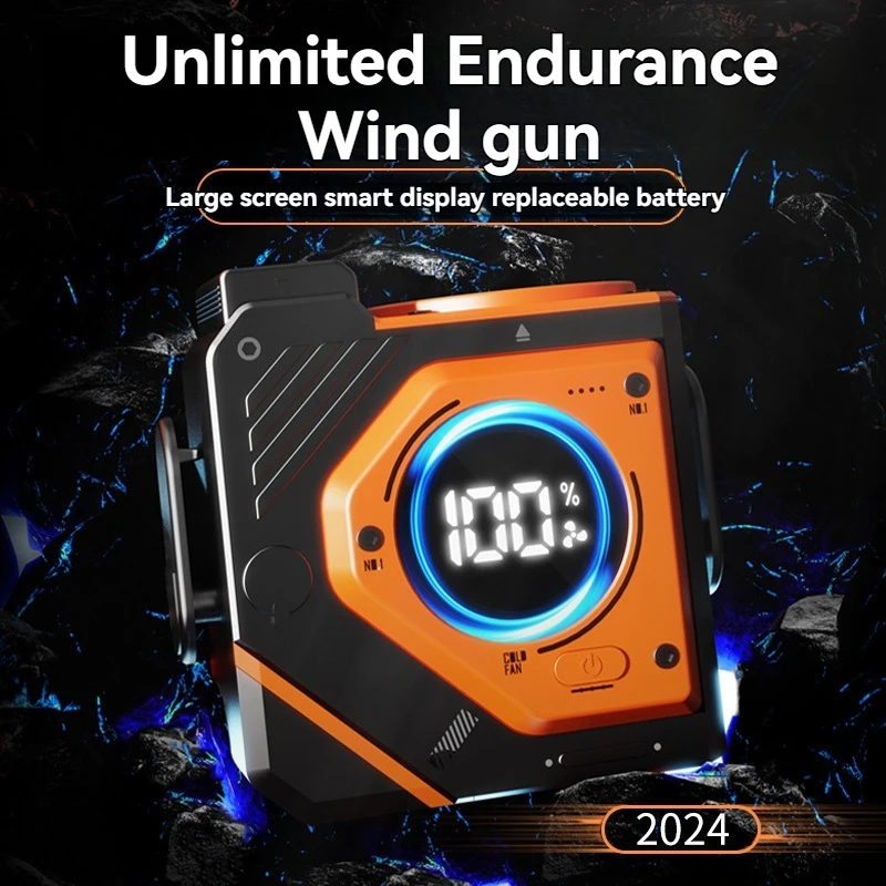 Outdoor waist mounted fan with strong wind power to replace battery, infinite range, neck mounted multifunctional power bank fan