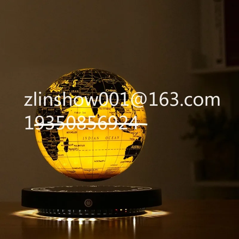 Maglev globe, clock base, golden luminous, colorful atmosphere night light technical sense ornament