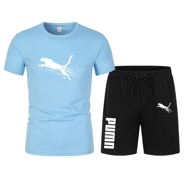 T-shirt à manches courtes et short de sport pour hommes, ensemble de jogging, vêtements décontractés, mode sportive, été