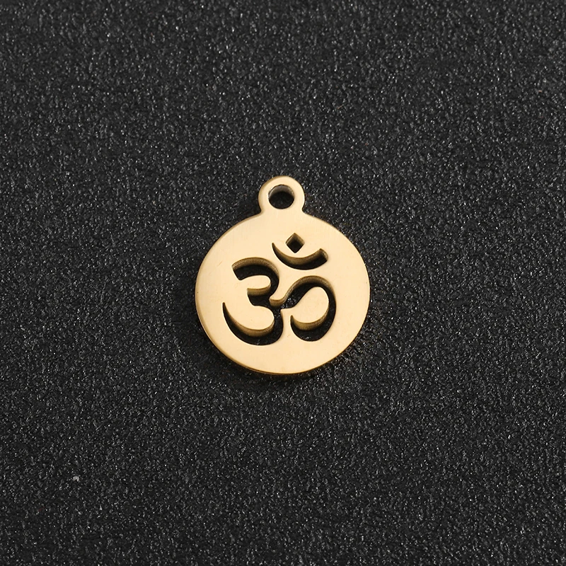 5pcs/Lot 316LStainless Steel AUM OM Ohm Hindu Hinduism Yoga Sign Charms Pendants For Necklace Bracelet DIY Jewelry Making