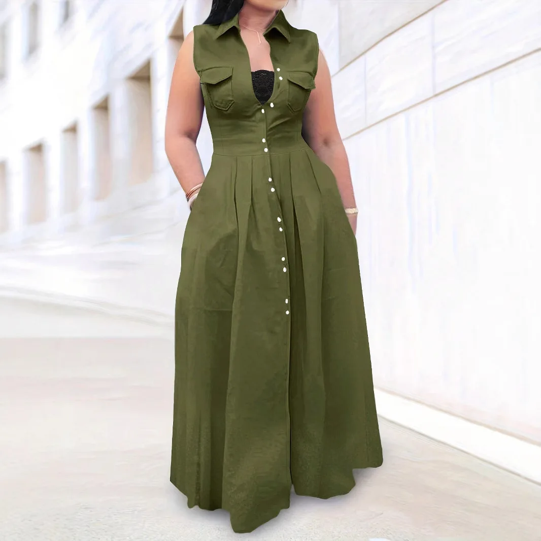 

Long Dress Women Shirt Dresses A Line Vestidos Streetwear Turn Down Collar Party Elegant Single Breasted Y2k High Waist 2025