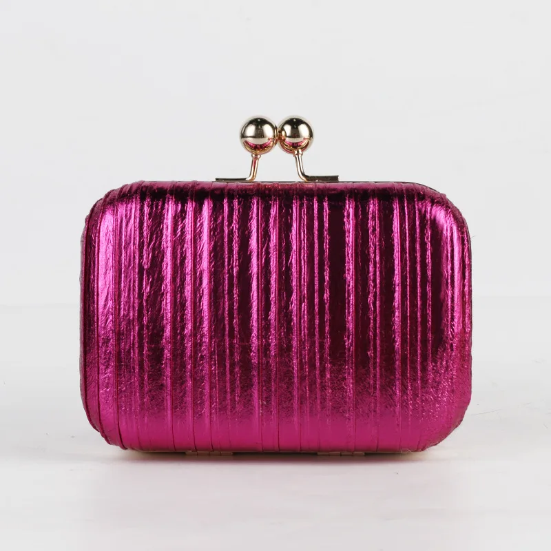 Gold Pleated Sequins Evening Bag Metal Color Bling Clutch for Wedding/banquet Handbags Female Shoulder Bag Luxury Designer Purse