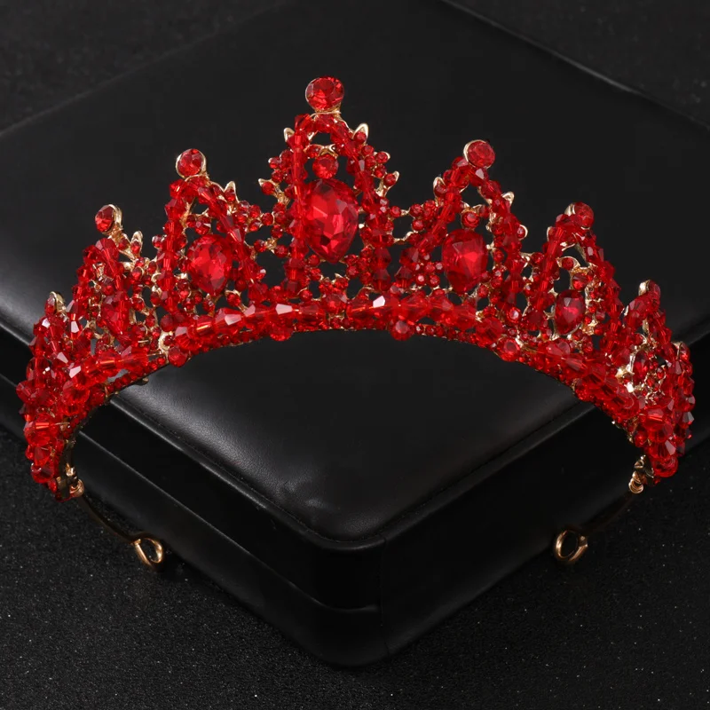 Benaton Couronne Cristal Vintage Baroque Diadème Mariage - Tiare Rouge Or Pour Soirée