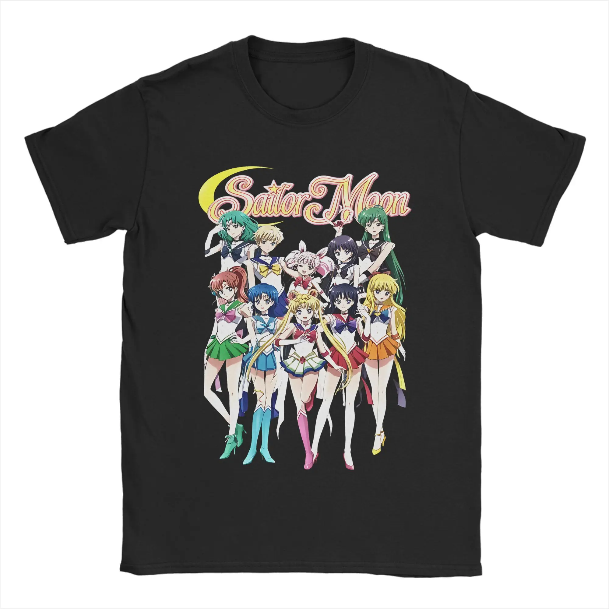 

Funny Sailors Moons Cartoon Anime Girl T-Shirt Men's 100%Cotton Short Sleeve O-neck Summer Clothes