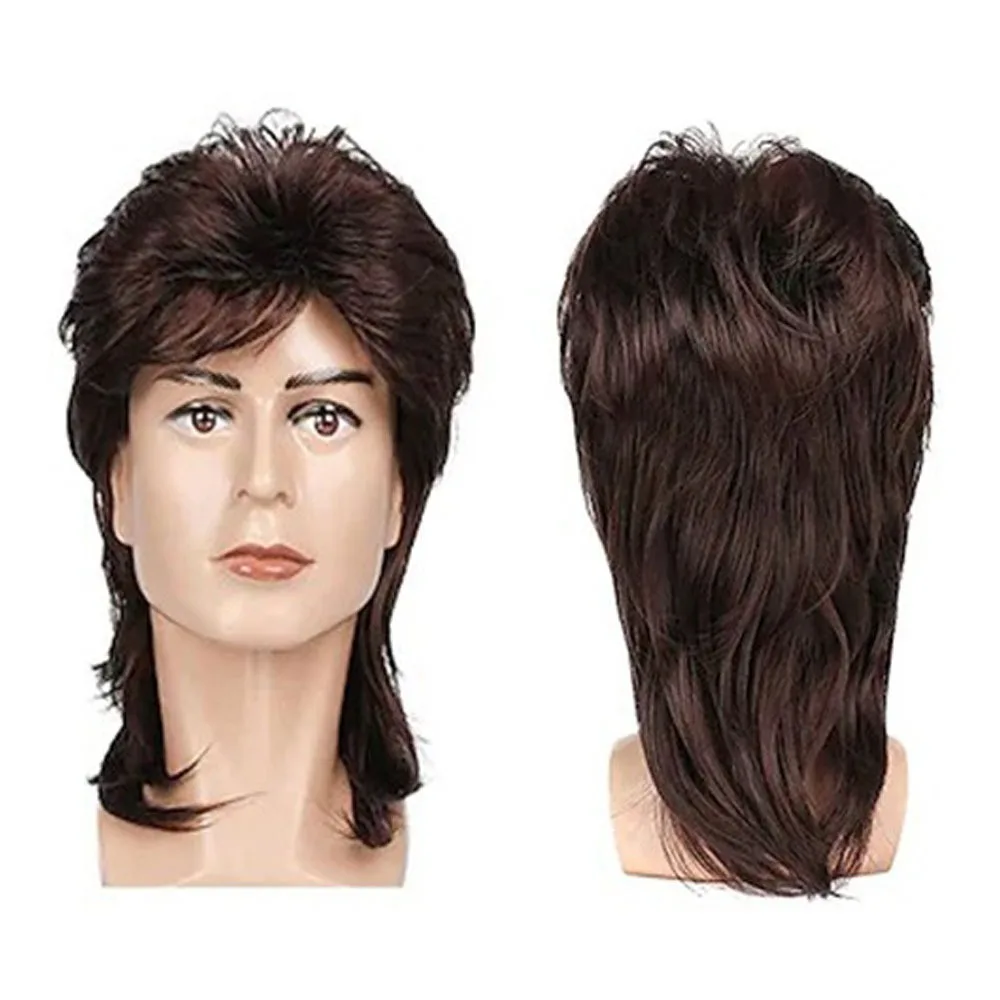 

High Quality Punk 70s 80s Rockstar Wig Breathable Fluffy Cosplay Wig Medium Length Mullet Wig Unisex