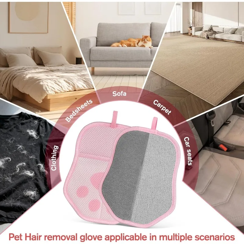 1. Pet Hair Removal Gloves for Dogs and Cats, Reusable Cute Cat Hair Removal Gloves for Clothing, Sofas, Carpets, and Car Seats - Image 3