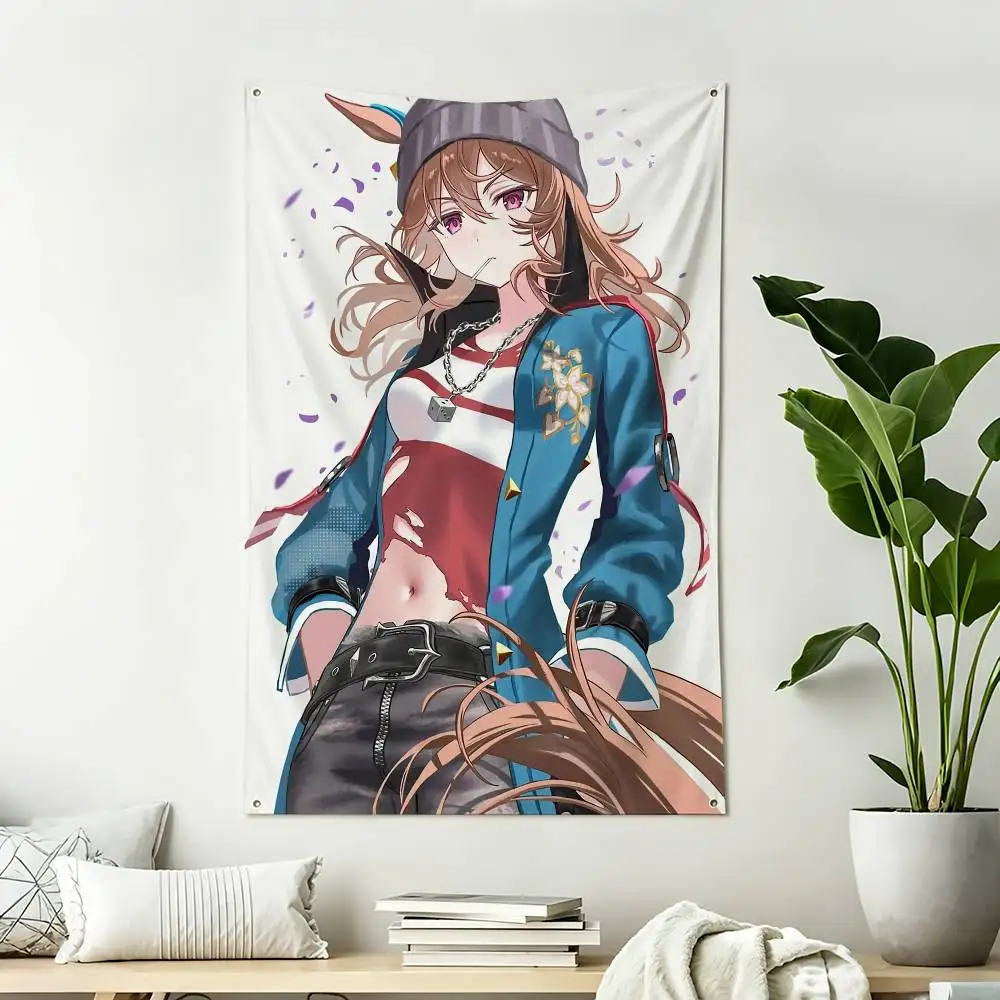 N-Nakayama Festa Umamusume Home Decor Vertical Flags Indoor Outdoor Hanging Decor for Bedroom Living Room Wall Decoration