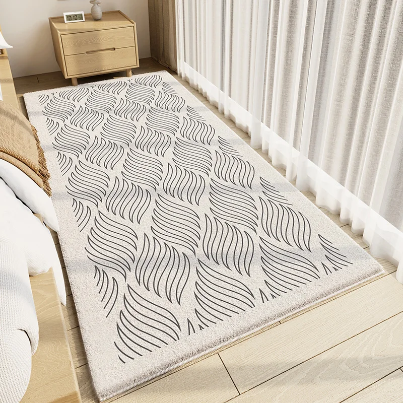 Bedroom Lines Are Simple High End Carpe Fluffy Soft Geometric Quiet Wind Carpets 2024 New Bedside Nonslip Waterproof Highend Rug