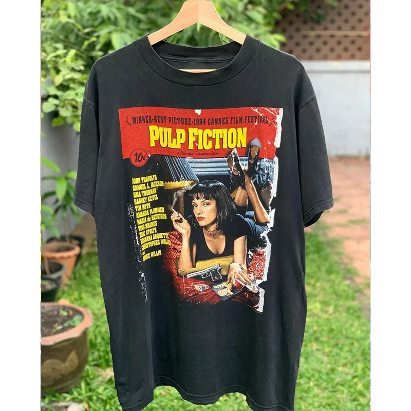 

Pulp Fiction Quentin Film Merchandise Cover Short-sleeved Men's and Women's Pure Cotton Round-neck T-shirts Short-sleeved