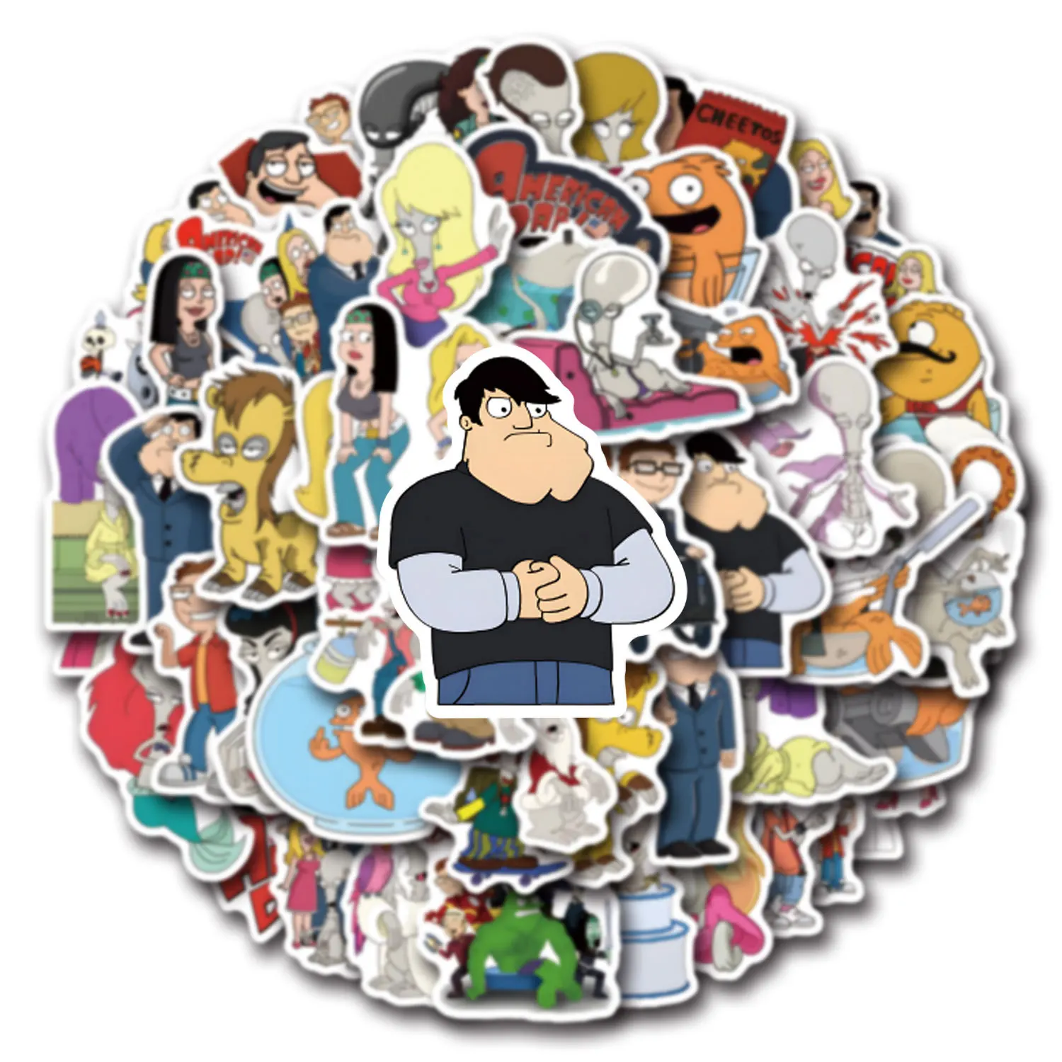 55 Stück American Dad Dekorative Aufkleber für Taschen, Schreibwaren, Tassen und Computer, Wasserfest