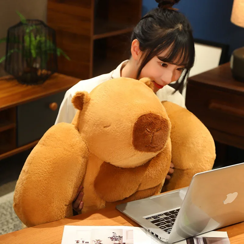 Poupée Capybara musclé marron, jouet en Peluche, Animal aquatique puissant, oreiller en Peluche, cadeau