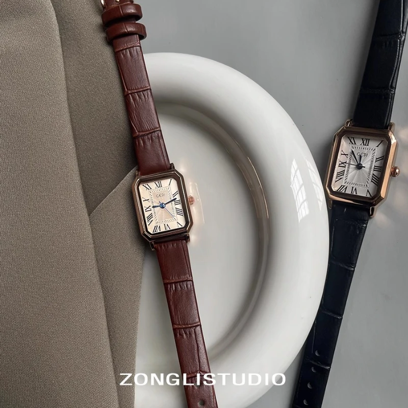Fashion Rectangle Quartz Wrist Watch for Women Luxury Brand Roman Dial Leather Strap Ladies Watches Clock Reloj Mujer