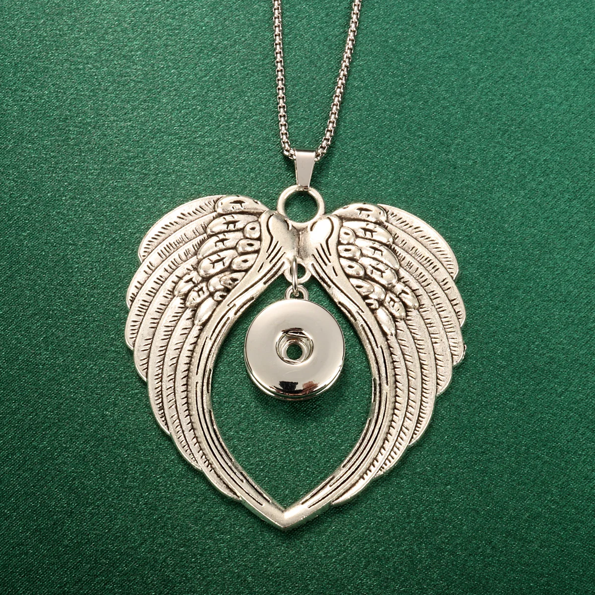Stainless Steel Chain Charm Women Men 003 Wing Necklace Choker Fit 18mm Ginger Snap Button Necklace for Wedding Prom Jewelry