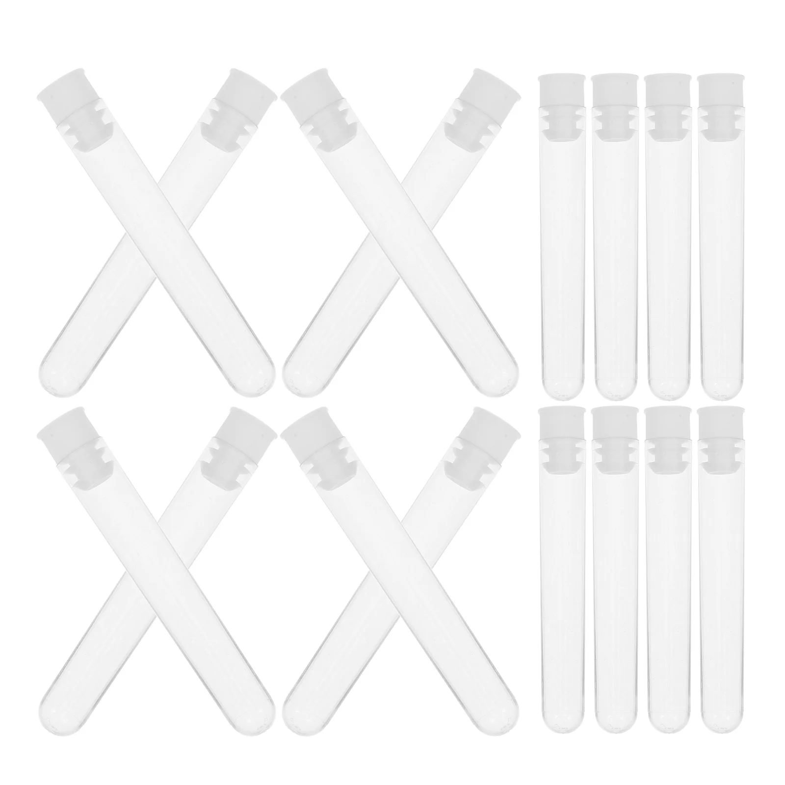

50 Pcs Transparent Test Tube Lab Tubes Laboratory Clear with Caps Plastic Cover Mini Lid