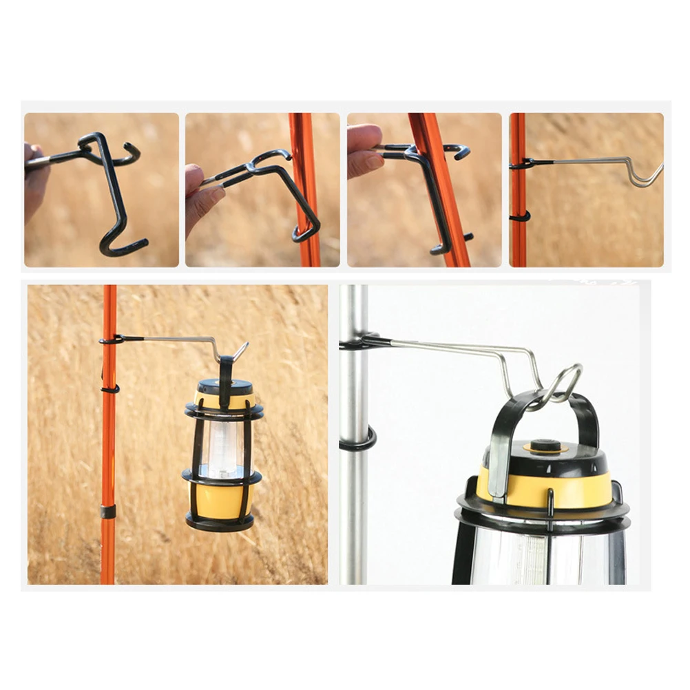 

Camping Light Hook 304 Stainless Steel Strong Hanger for Lantern Lamp Outdoor Travel Gear Clip Type Non to 10kg