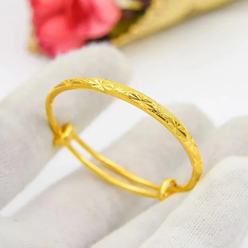VivoGold9999 24K Real Gold Childrens Gypsophila Push-Pull Bracelet Gold Baby Dragon and Phoenix Bracelet Full Moon and One Year