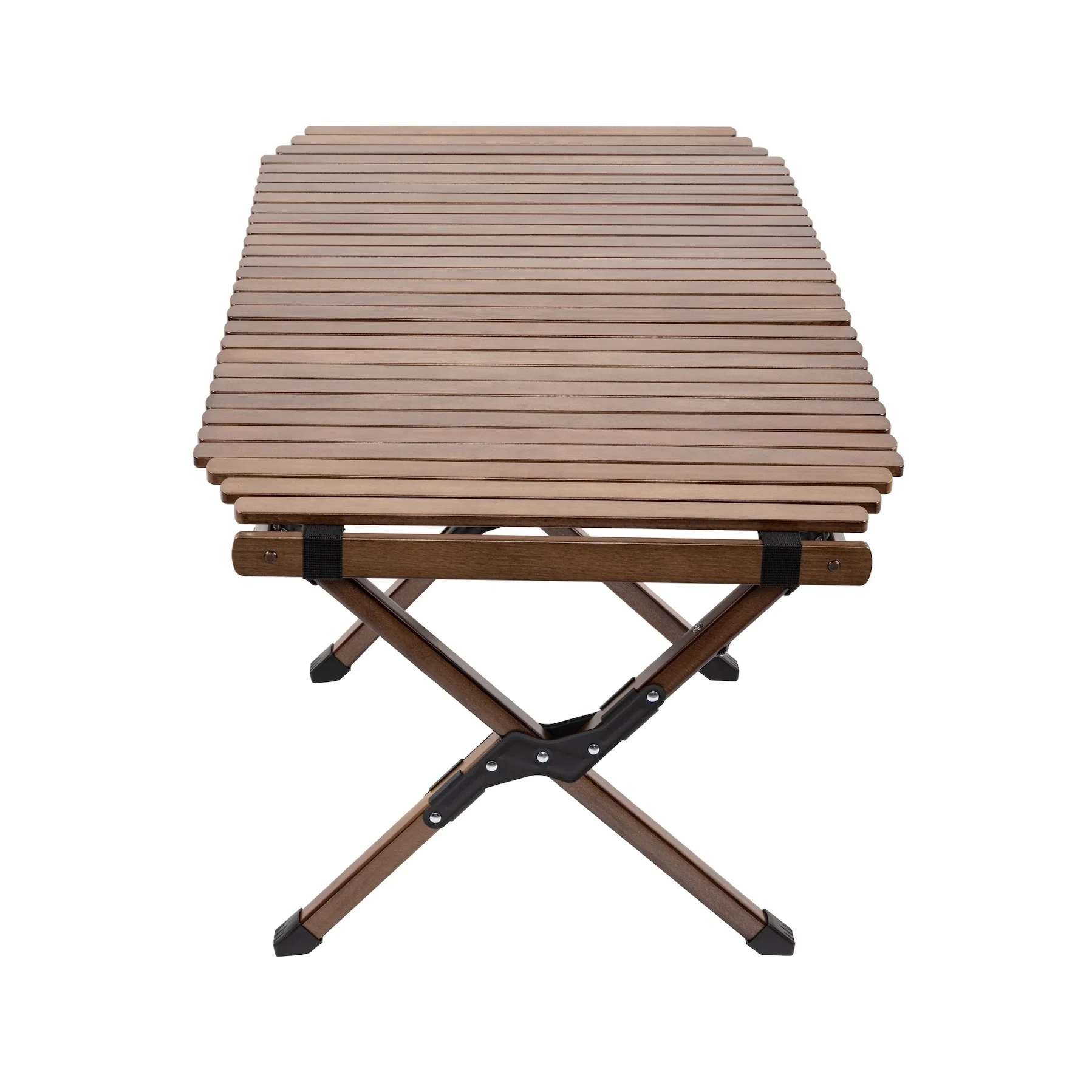 Round Corner Foldable Beech Wooden Egg Roll Camping Table Portable Folding Table Barbecue Picnic Table