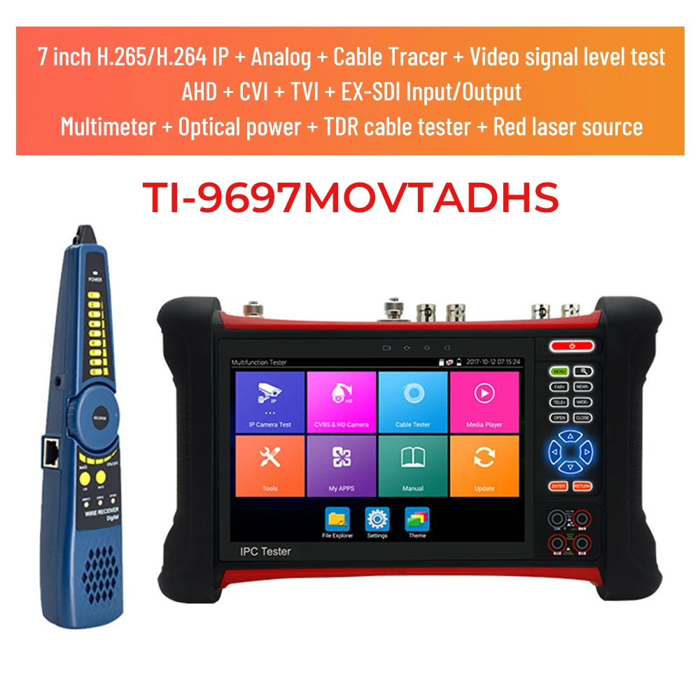 PEGATAH 7inch  4K IP AHD/CVI/TVI/SDI CCTV Tester IPC Camera Tester IP Camera Testers  CCTV Test Monitor  for Security Protection