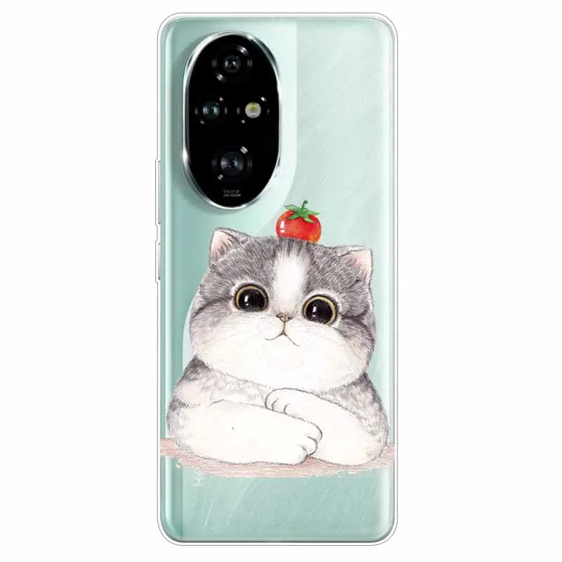 For Honor 200 / 200 Lite / 200 Pro Case Clear Soft TPU Lovely Silicone Back Cases for Honor 200 Pro Transparent Cat Bumpers