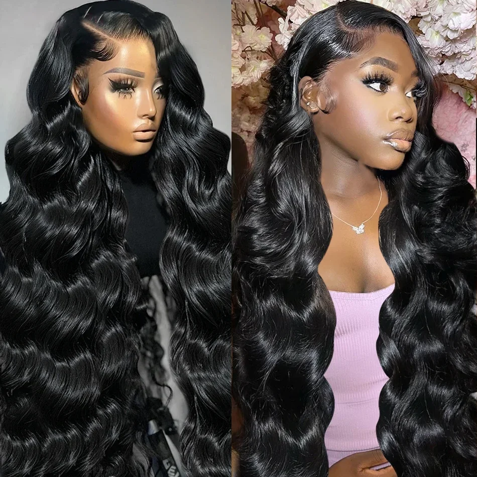 180 Density 30 32 34 Inch 13x6 HD Transparent Lace Frontal Wigs Body Wave Human Hair 13x4 Lace Front Wig For Black Women