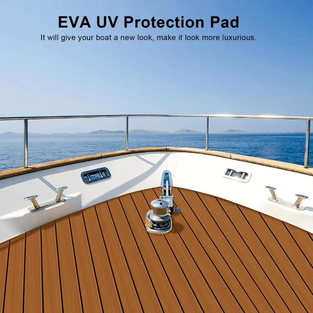 Boat Carpet, EVA Foam Decking Sheet, Faux Teak Marine Mat, Non-Slip Self-Adhesive Boat Flooring for Motorboat RV Yacht Kayak Swi