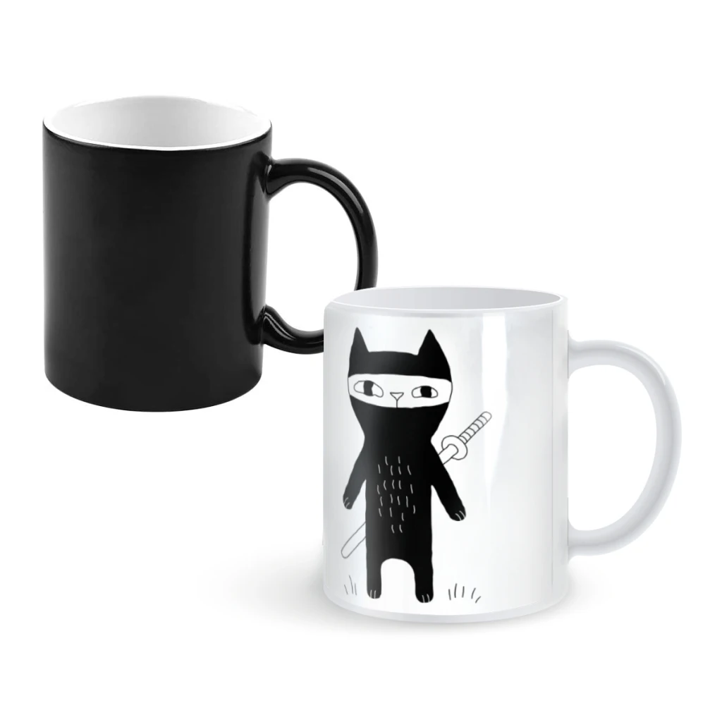 

Ninja CatCoffee Mugs And Mug Creative Color Change Tea Cup Ceramic Milk Cups Novelty Gifts