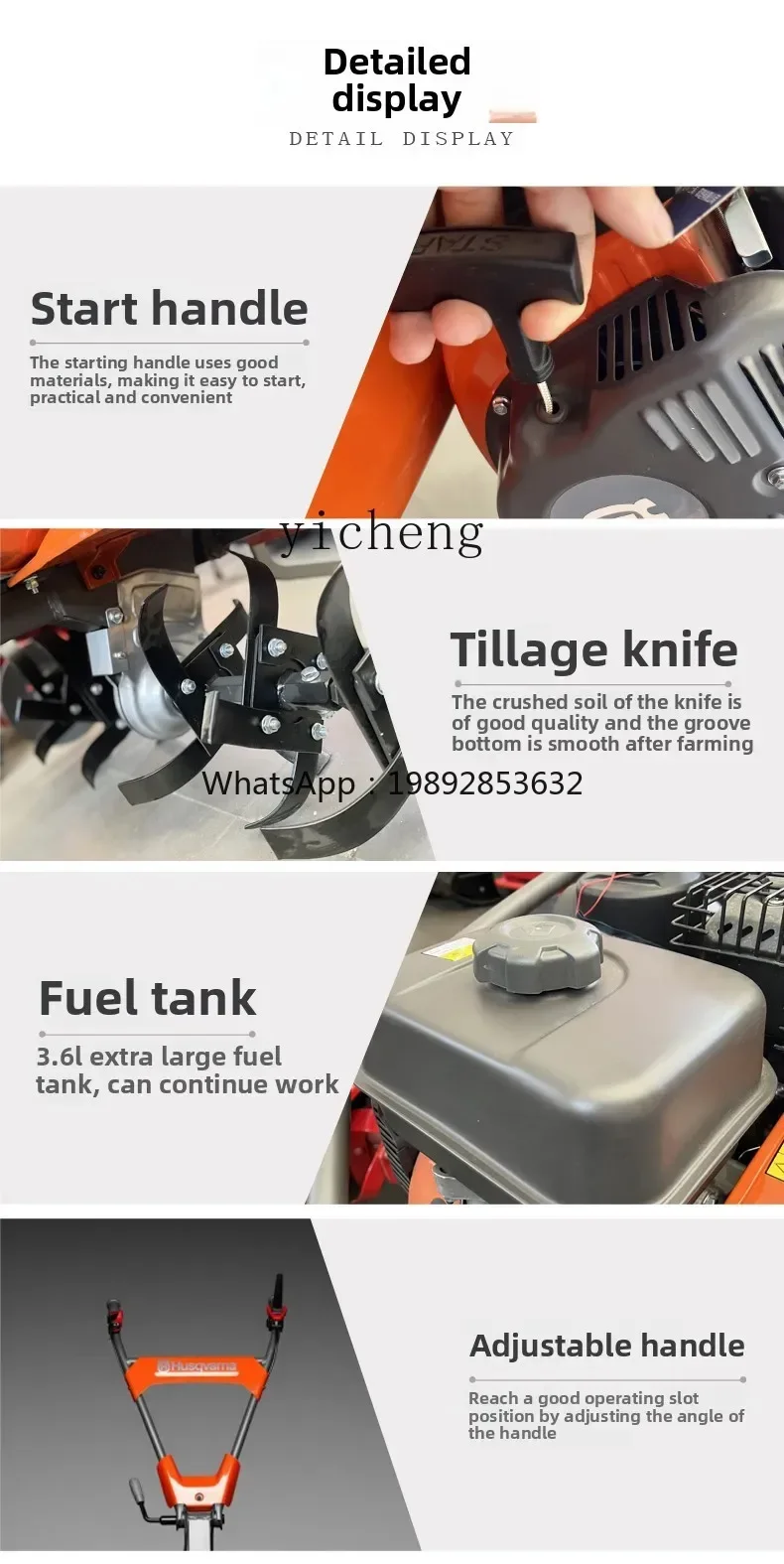 TQH micro tiller TF230/TF545P  rotary tiller scarifier agricultural machine plowing machine lawn mower