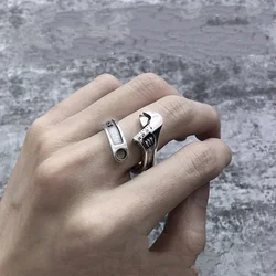 Retro Punk Wrench Tool Open Adjustable Ring Men's Personalized Adjustable Opening Vintage Old Wrench Tool Ring For Men And Women
