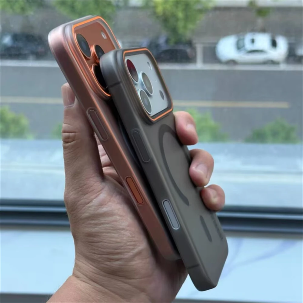 Translucent Frosted Magnetic Phone Case for iPhone 17 16 15 Pro Max 14Pro 13 12 For MagSafe Ultrathin Matte Hard PC Cover