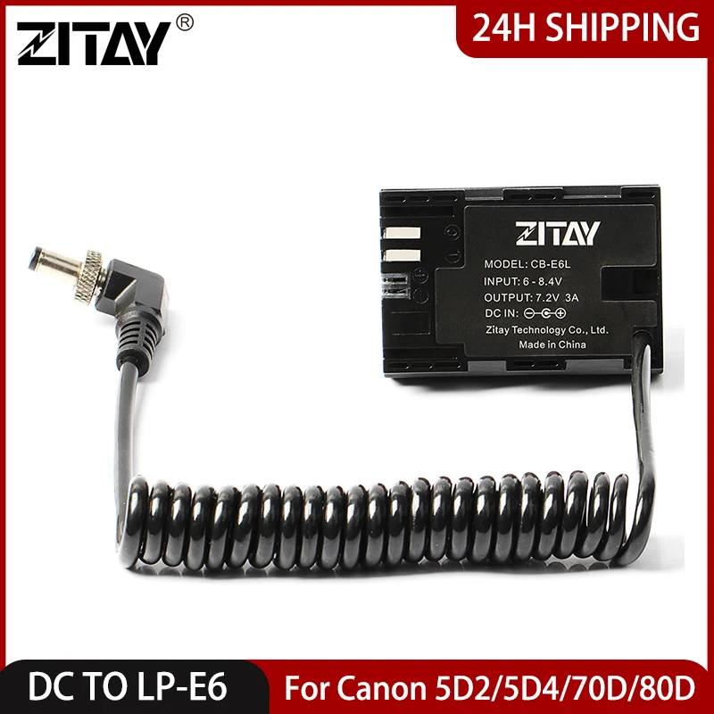 

ZITAY DC to LP-E6 Camera Dummy Battery for Canon 5D4 5DSR 5D2 5D3 6D 60D 7D 7D2 70D 7D Mark II 80D 6D2 Camera Power Adapter