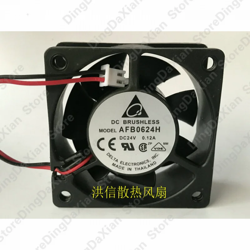 

D+ 1PCS For Delta AFB0624H 24V 0.12A 6CM 2-Wire Inverter Cooling Fan 6025 60×60×25mm