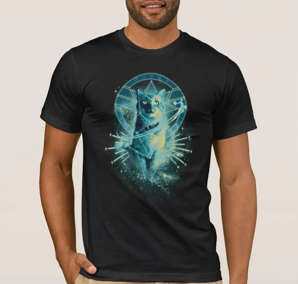Goose the Cat Constellation Graphic T Shirt. New 100% Cotton Short Sleeve O-Neck T-shirt Casual Clothing Mens Top Size S-3XL