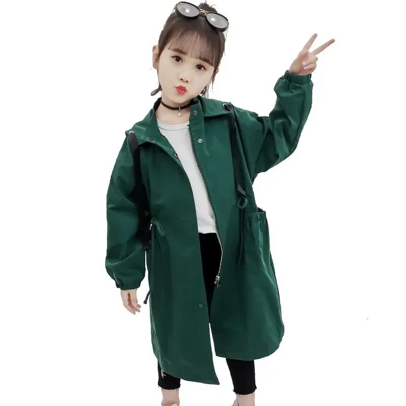 4 6 8 10 12 14 سنة ربيع كبير الأطفال سترة واقية طويلة جاكيتات معطف فتاة الملابس للمراهقين الاطفال الطفل خندق معطف 2023 جديد #6