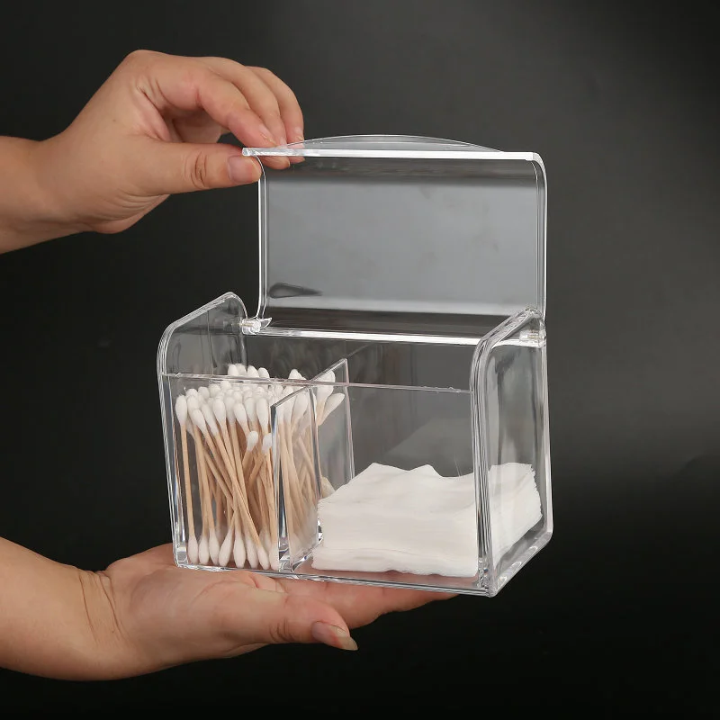Dustproof Makeup Cotton Pads Storage Box Plastic Cosmetic Swabs Storage Containers With Lid Transparent Cotton Swab Holder