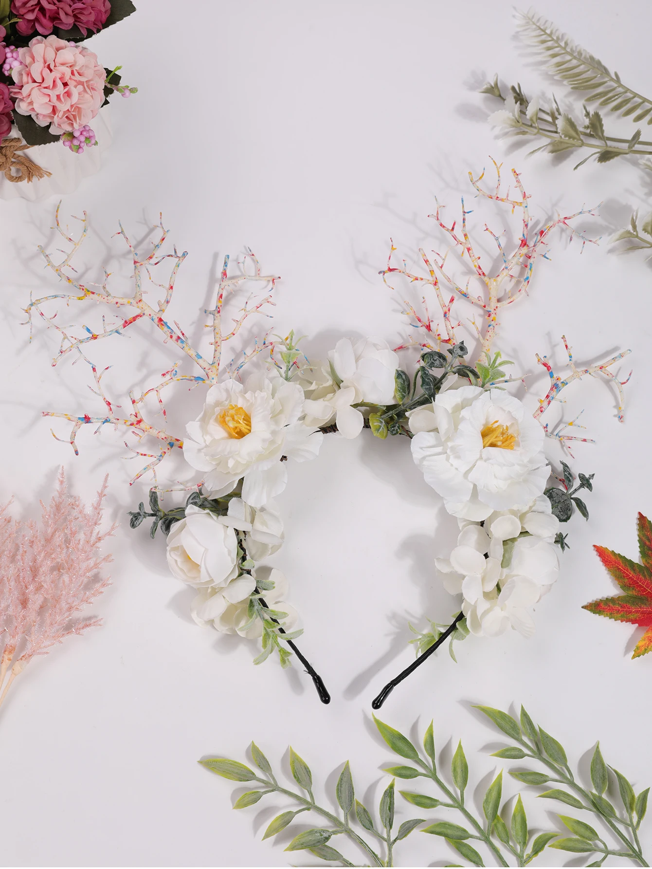 Floral Antler Fairy Headband 6