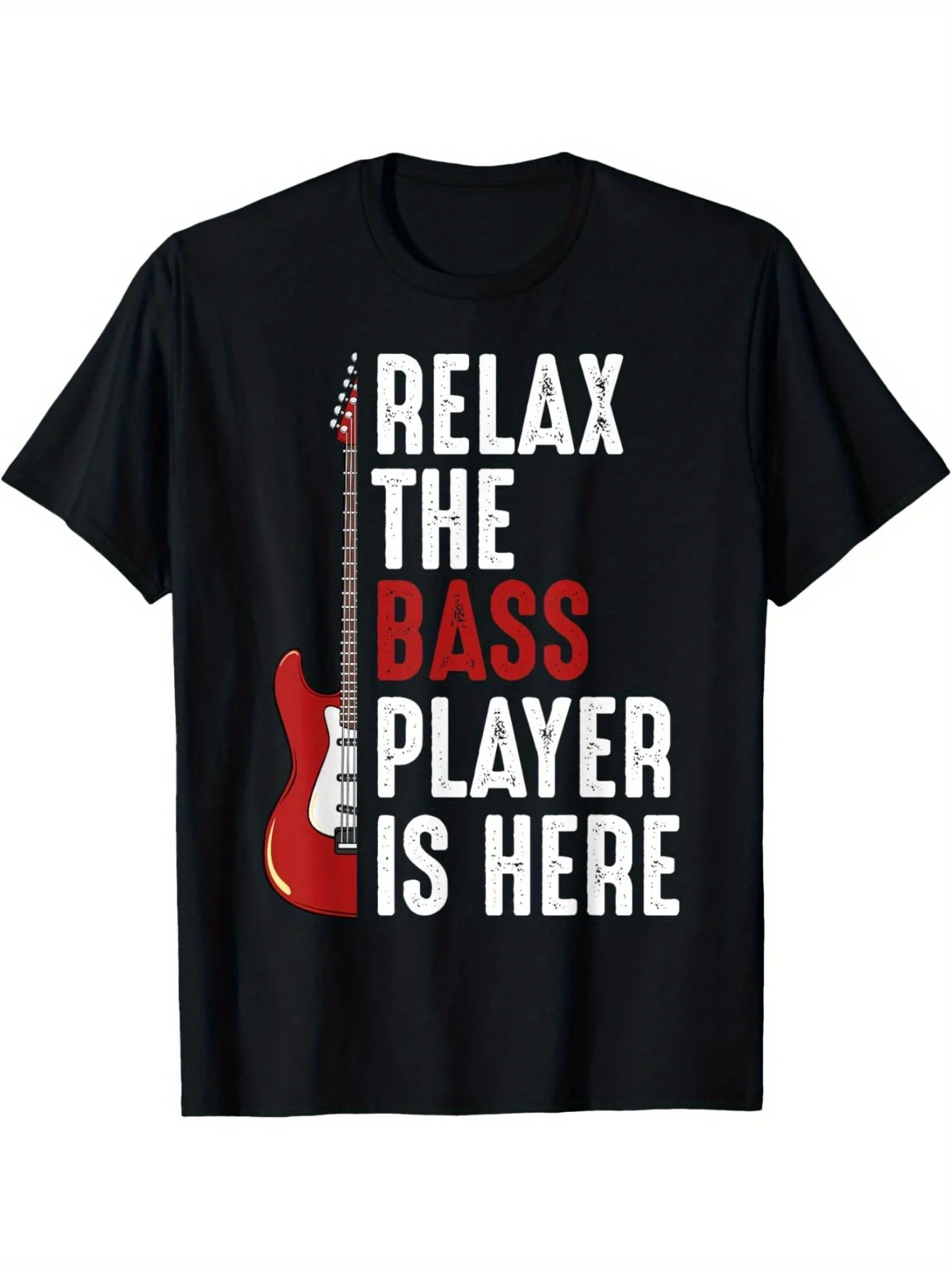 Funny Bass Guitar & Electric Guitar Graphic T-Shirt 100% Cotton O-Neck Short Sleeve Summer Casual Mens T-shirt Streetwear