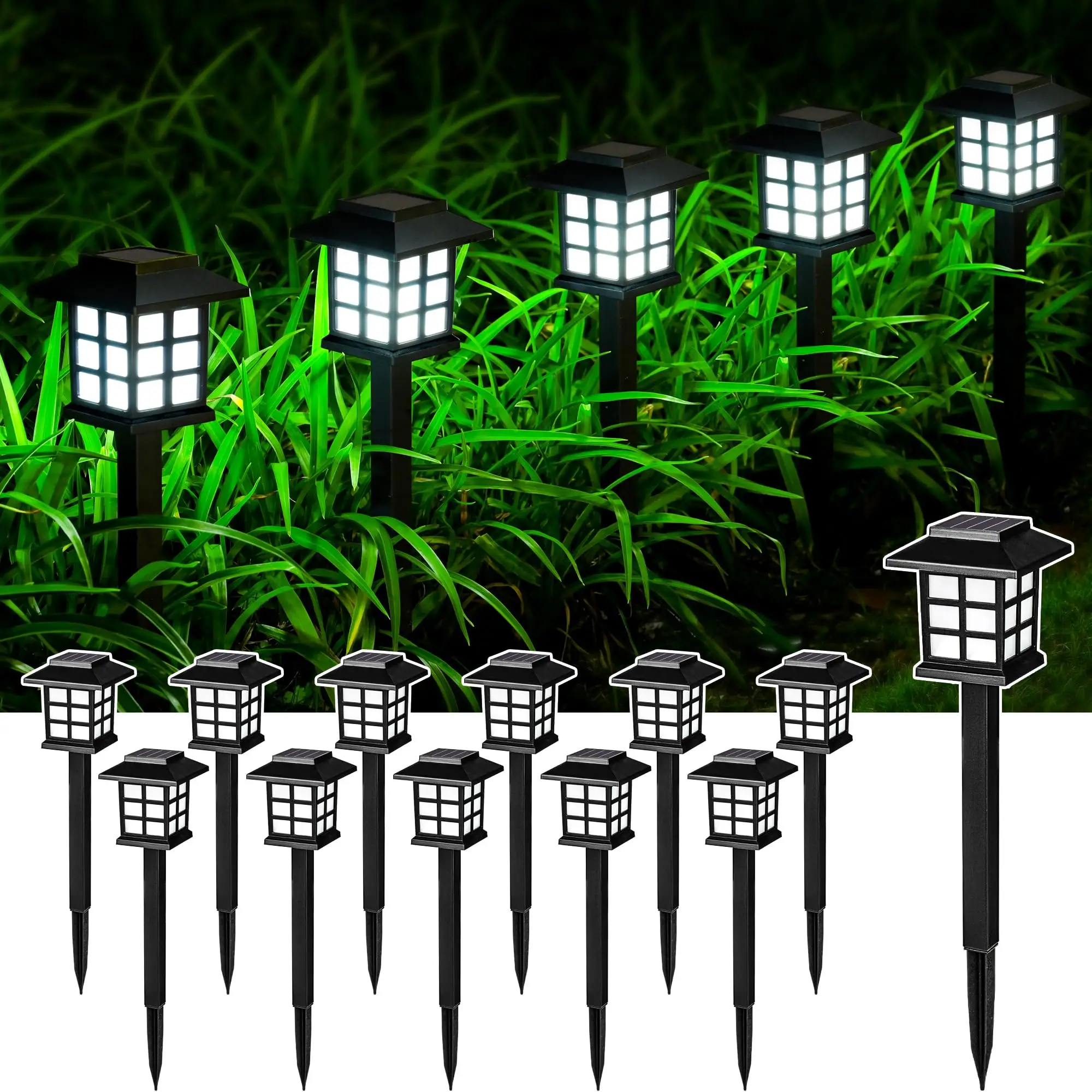 

Solar Outdoor Light 12 Pack Solar-Powered Path Lights Outdoor Garden Lamp Pathway Waterproof for Yard Landscape Driveway Decor