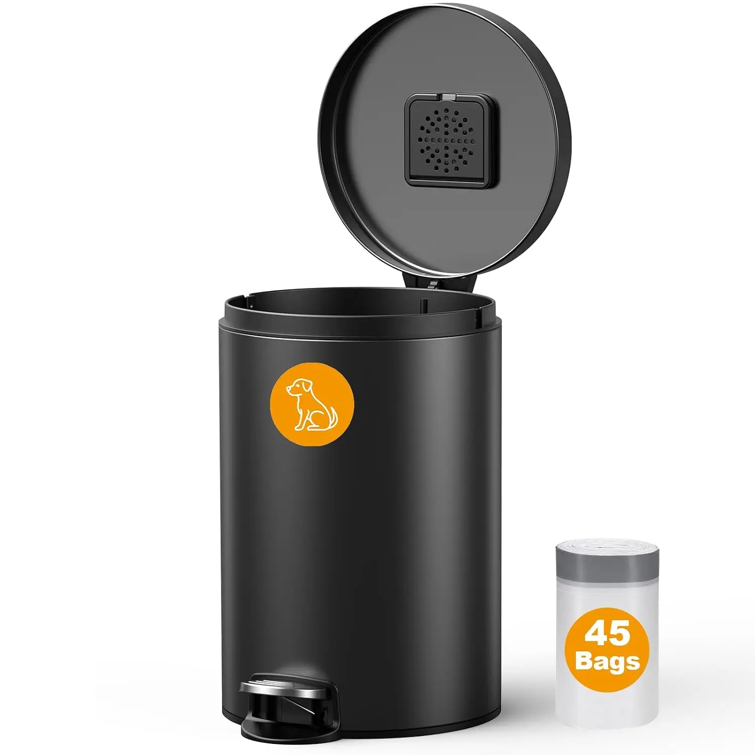 Dog Poop Trash Can Outside, 6 Gallon Outdoor Dog Waste Trash Can with Lid