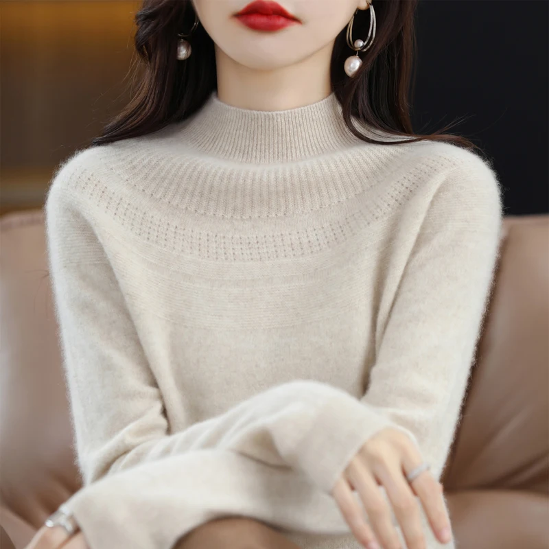 Knitted Sweater Ready to Wear Hollowed Out Wool Sweater Commuting Top Lyer Sweater 2024 Autumn/winter New Women\'s Item Wholesale