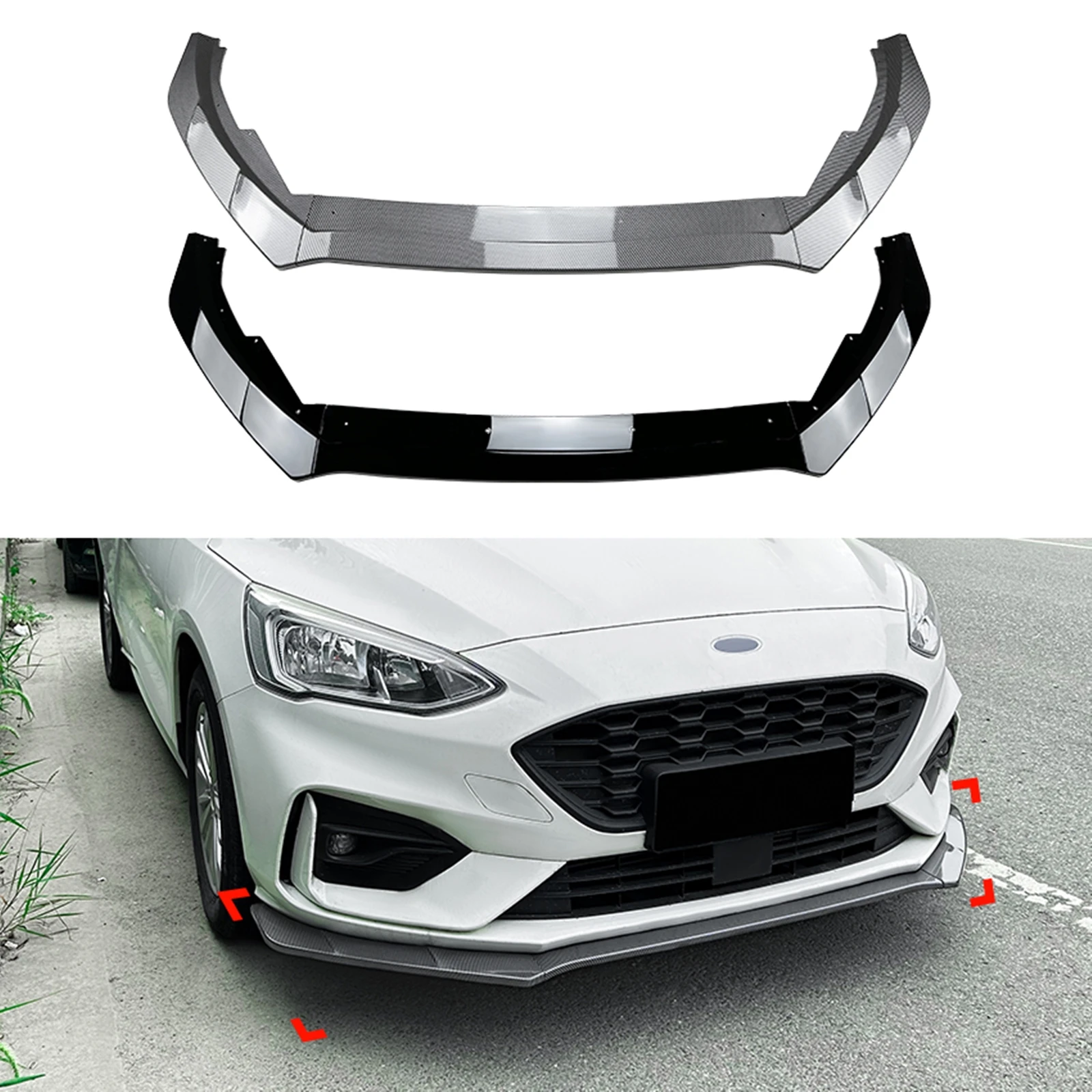 Car Front Bumper Spoiler Lip Lower Splitter Plate Trim For Ford Focus MK4 ST Line 2019-2022