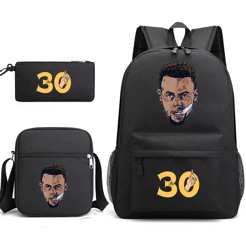 Curry avatar printed backpack set student school bag shoulder bag pencil case 3-piece set