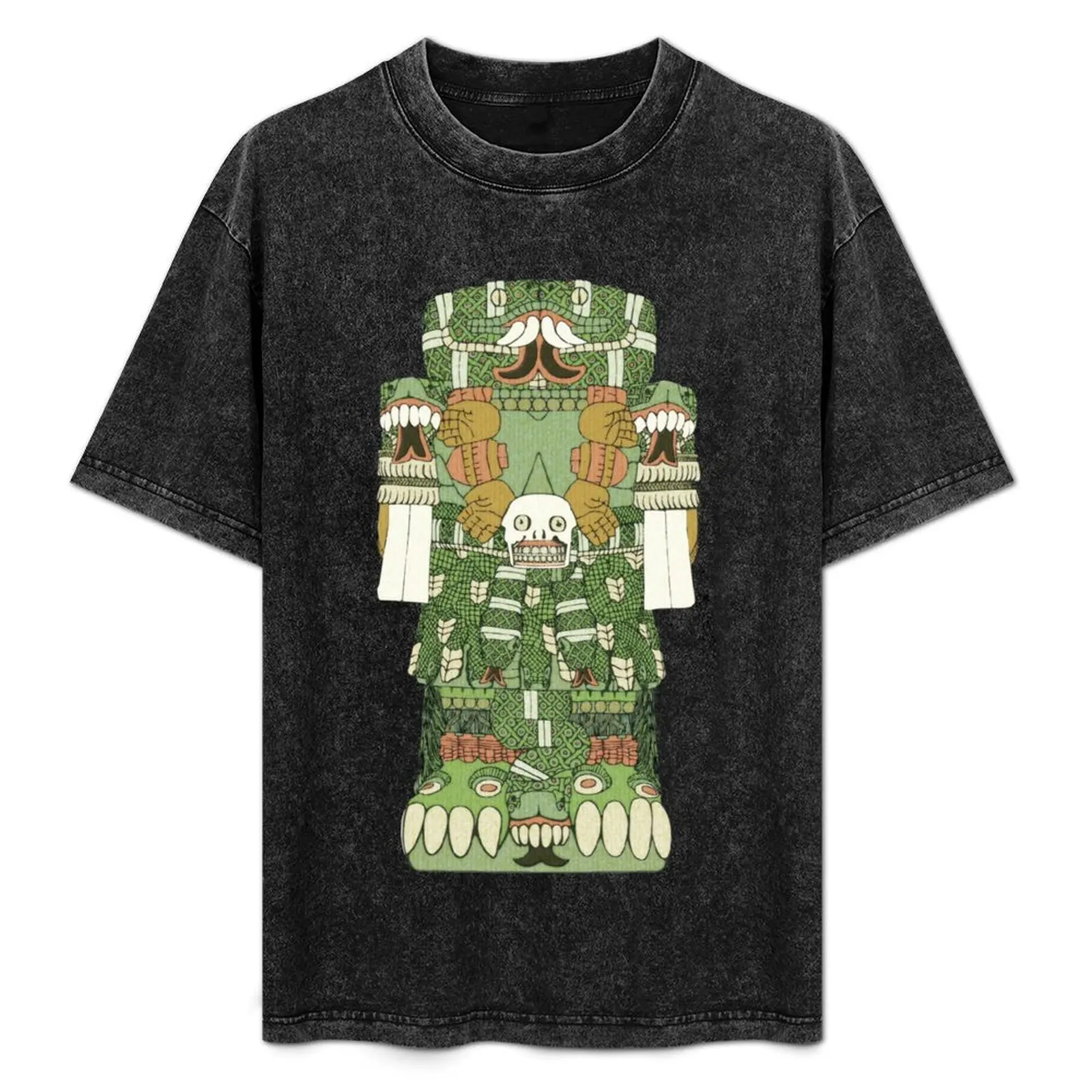 Coatlicue - Camiseta con estampado de la Diosa Madre Azteca Amate Paper Codex Borgia, camiseta básica de algodón que no se encoge