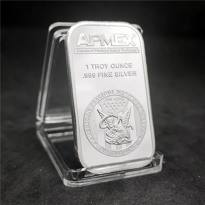 10 barras de lingotes chapados en oro de América, 1 onza de plata fina .999 y barra de oro fino .9999, notas APMEX, regalos de artesanía de hierro/zinc, souvenirs